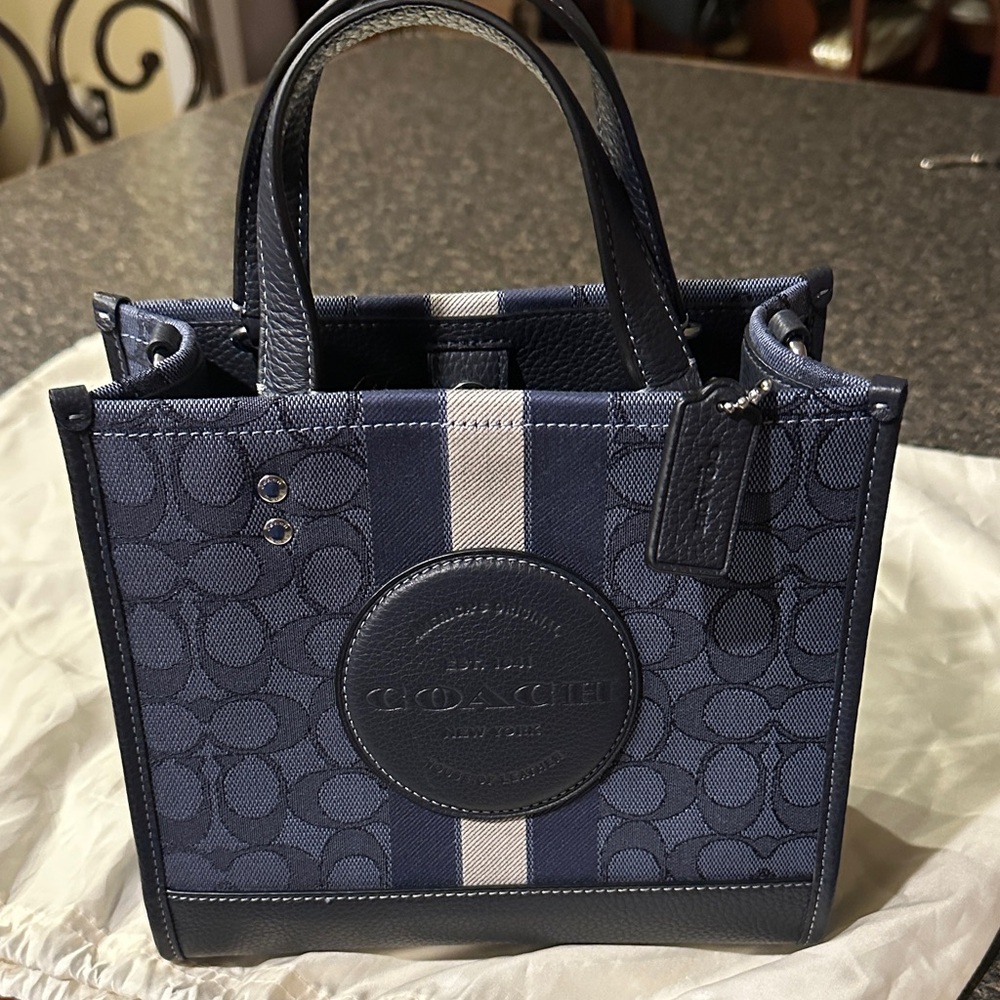 Coach Dark Blue and White Dempsey Tote 22